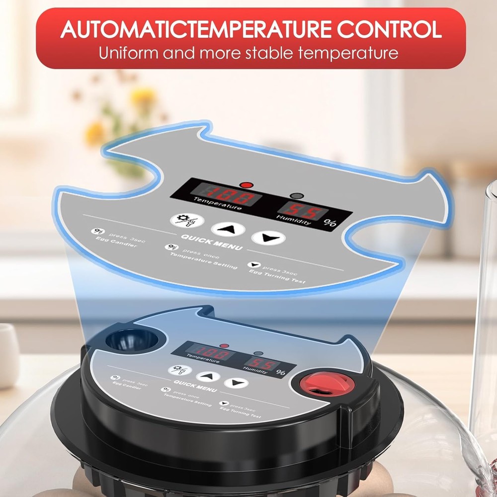 Automatic Chicken Incubator with Temperature Humidity Control for Hatching Eggs