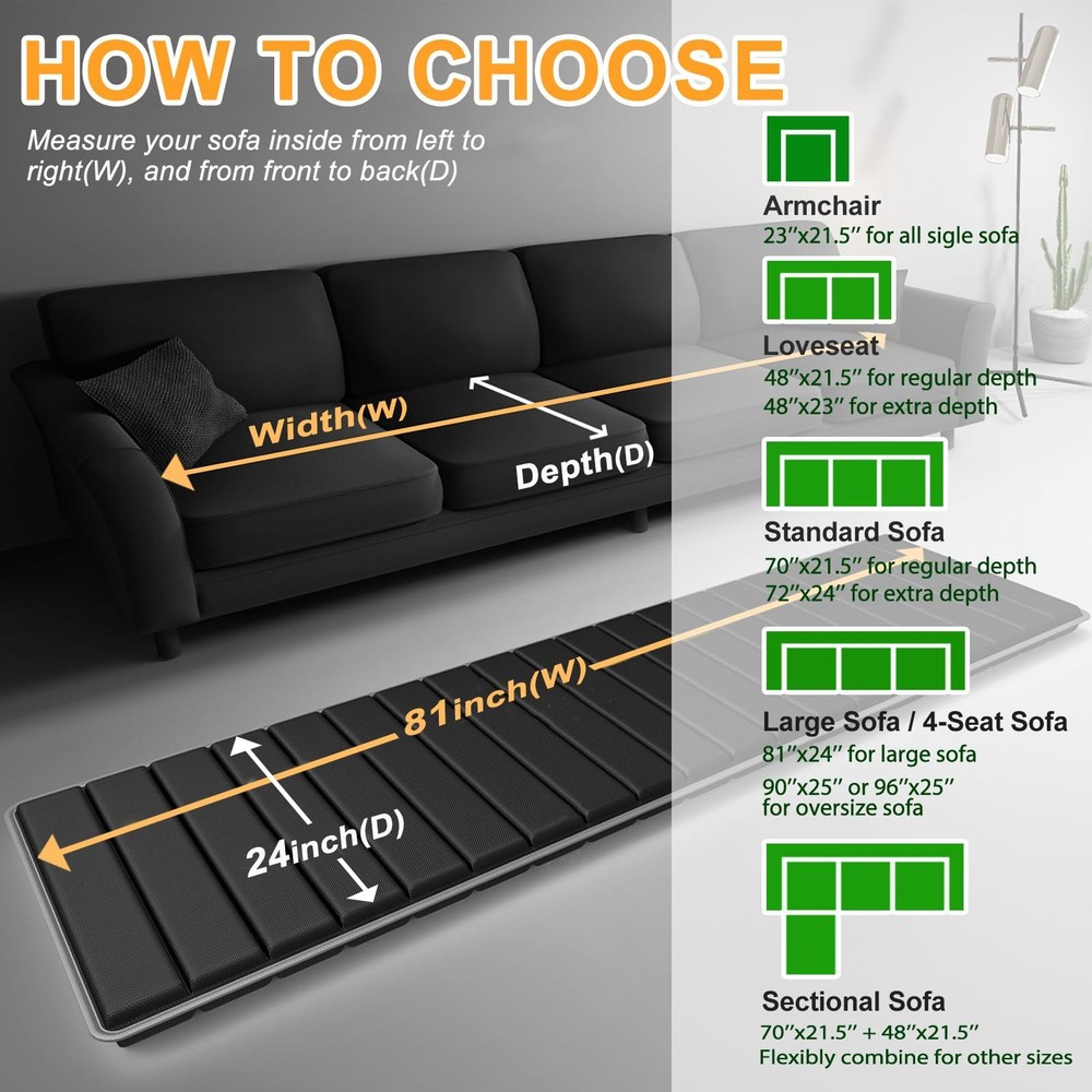 LAVEVE Heavy Duty Couch Cushion Support Board 24x81 Extra Thick Solid Wood Under