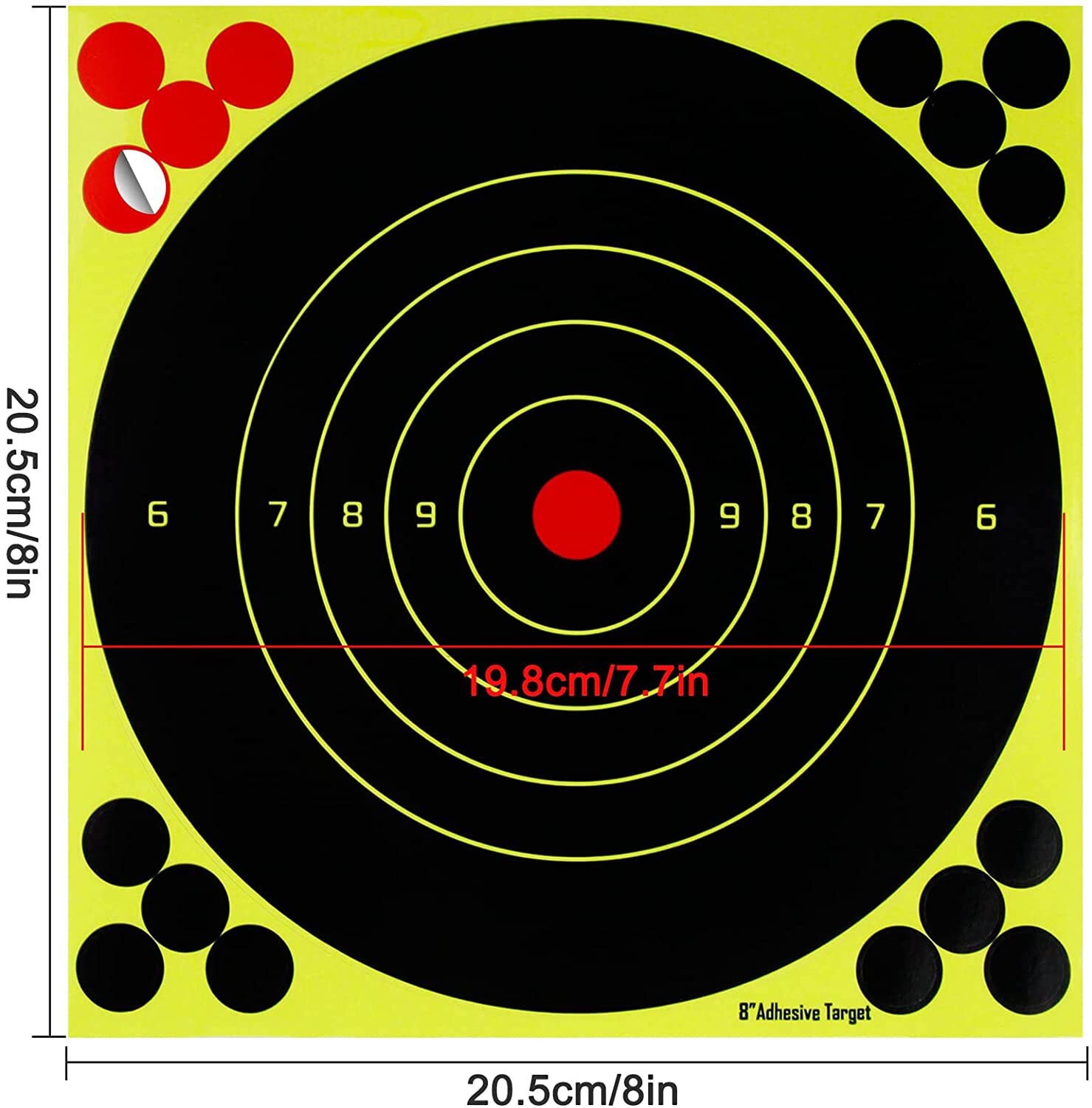 60 Pack 8" Stick Splatter Reactive Self Adhesive Paper Shooting Targets