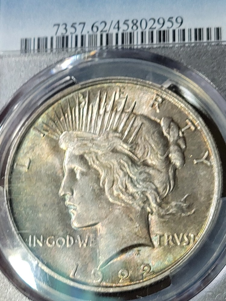 1922 $1 Peace Dollar PCGS MS62 Toned