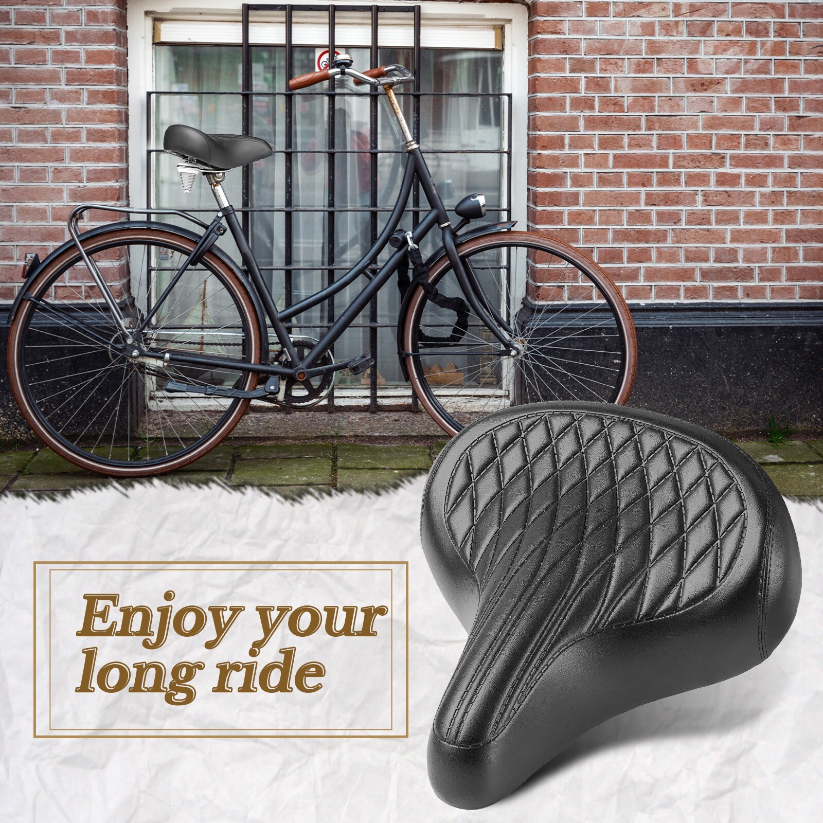 Wide Bike Seat for Men Women Comfort - Oversized Waterproof Bicycle Seat Cushion