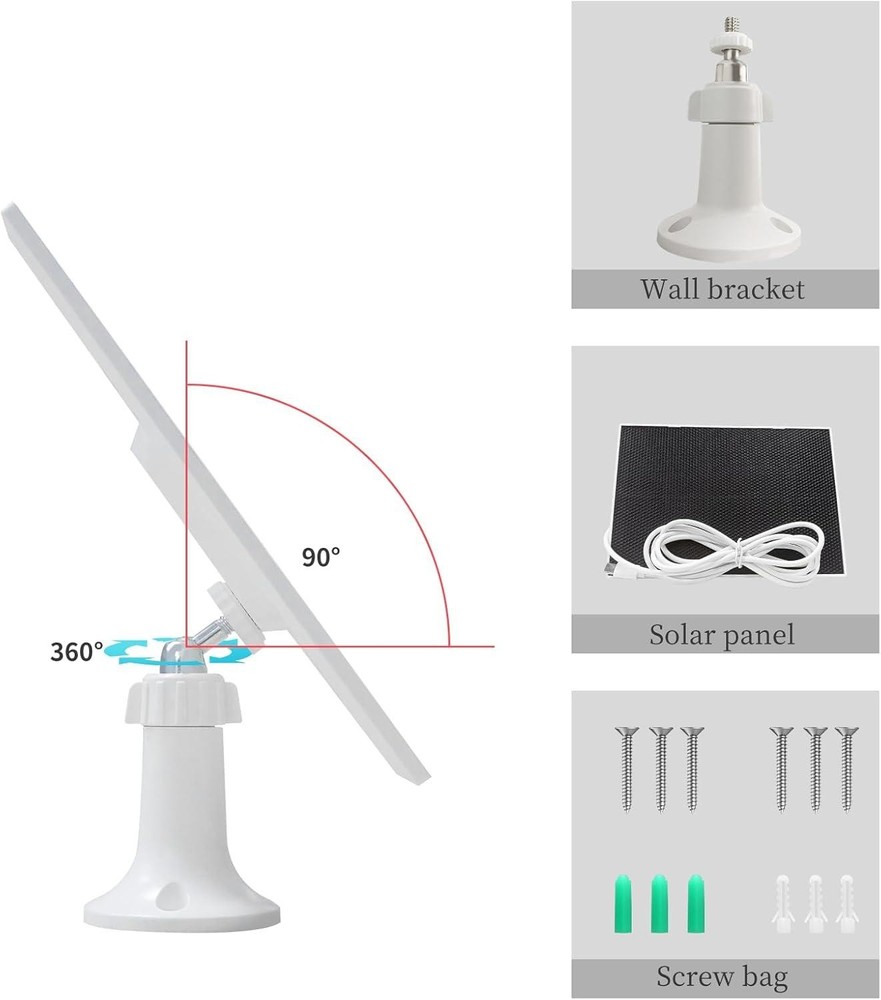4w Solar Panel for Security Camera,type C&micro Solar Panel Charger for Recharge