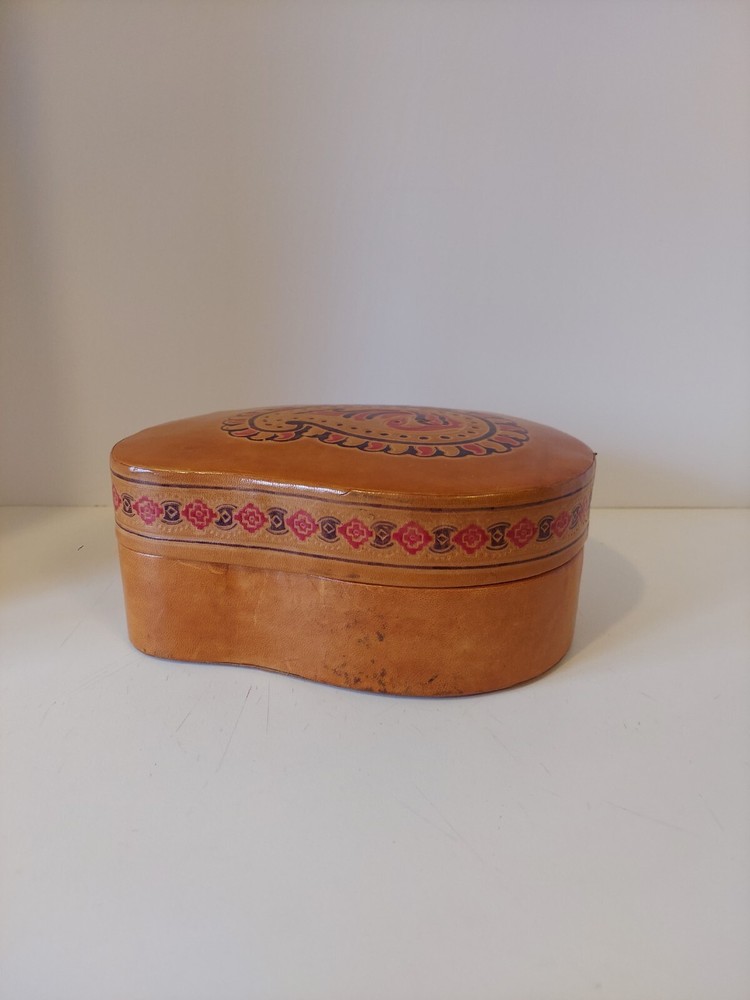 Handmade Leather Box With A Bird Paisley Design