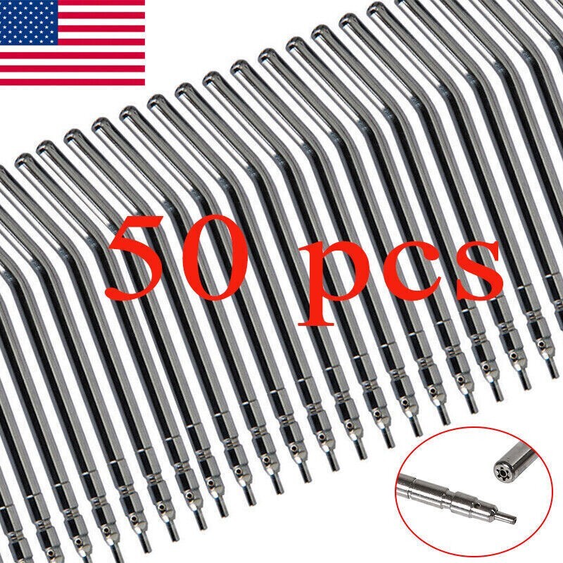 50 Pcs Dental Air Water Spray Triple Syringe Autoclavable Nozzles/Tips/Tubes USA