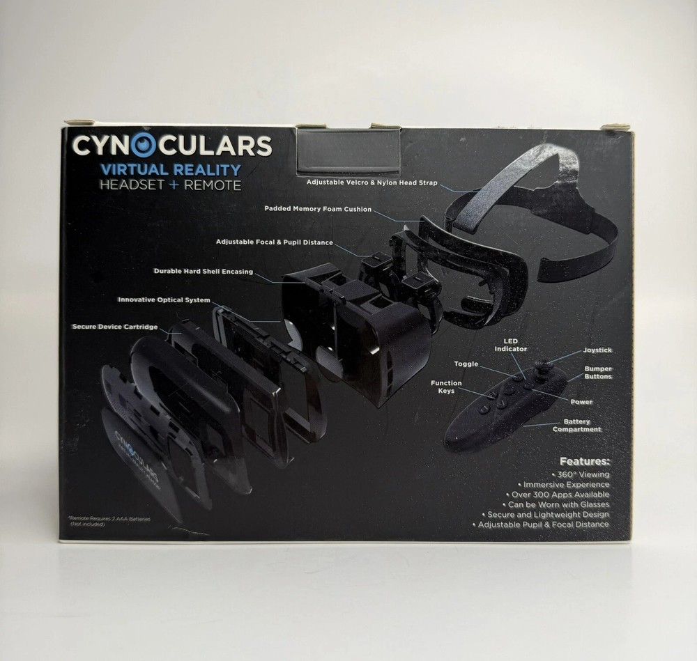 Cynoculars Virtual Reality Headset and Wireless Remote New