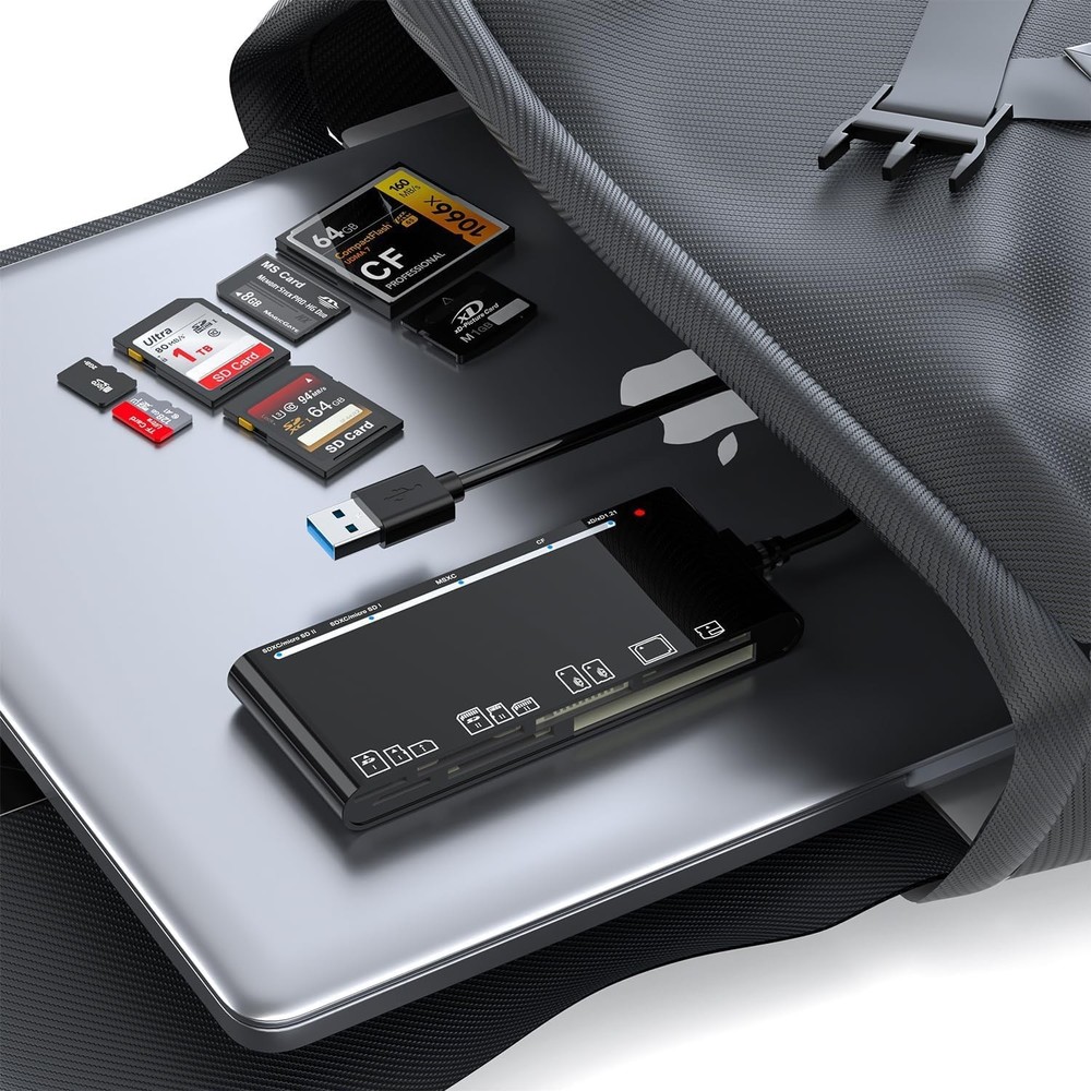 USB 3.0 Memory Card Reader, 7 in 1 Adapter Hub, for SD, CF, TF, Micro SD, XD, MS