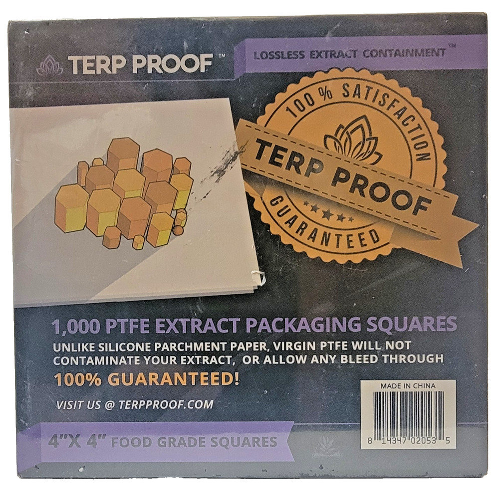 Terp Proof PTFE Extract Packaging Squares 4"x4" Food Grade (2 Boxes/2000 Sheets)