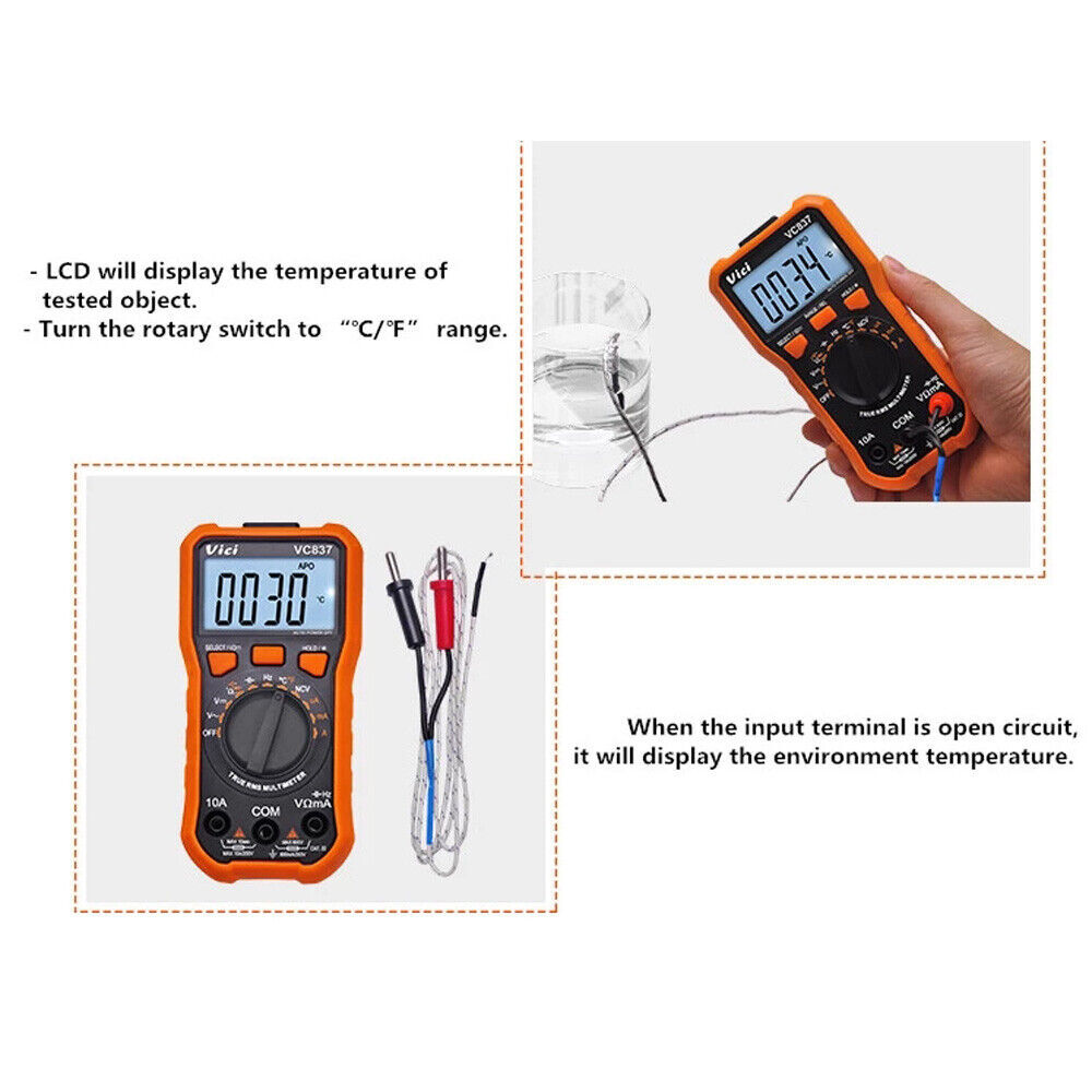 VC837 LCD Digital Auto Voltmeter Ammeter Ohmmeter Multimeter Volt AC/DC Tester