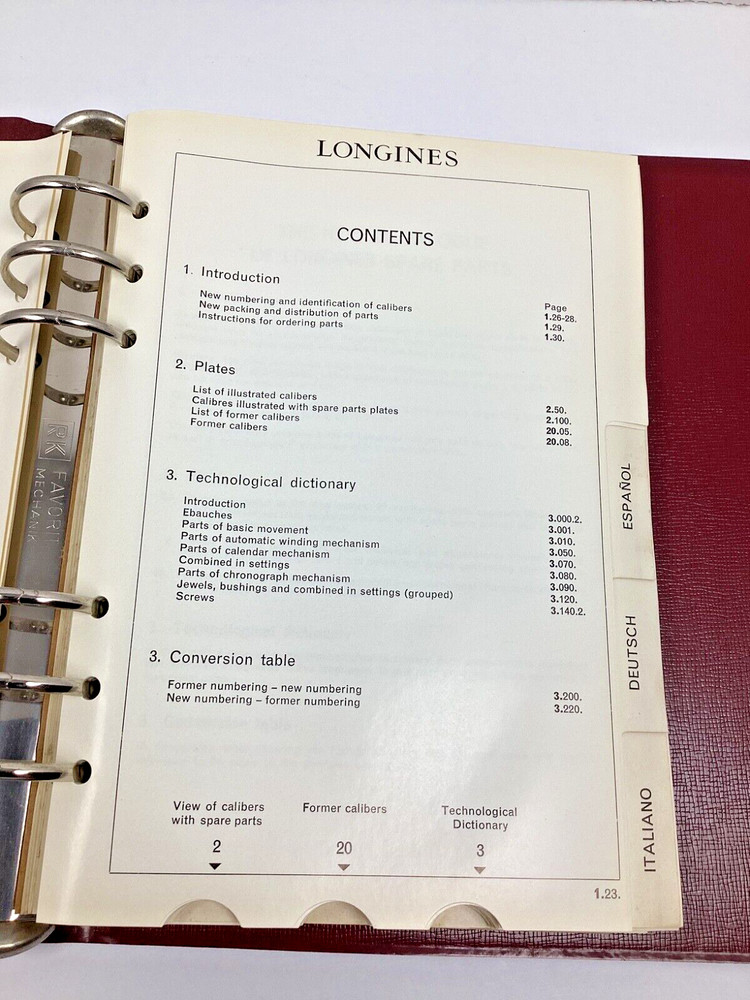 Longines #10 Technical Caliber Dictionary Parts Watch Technical Document