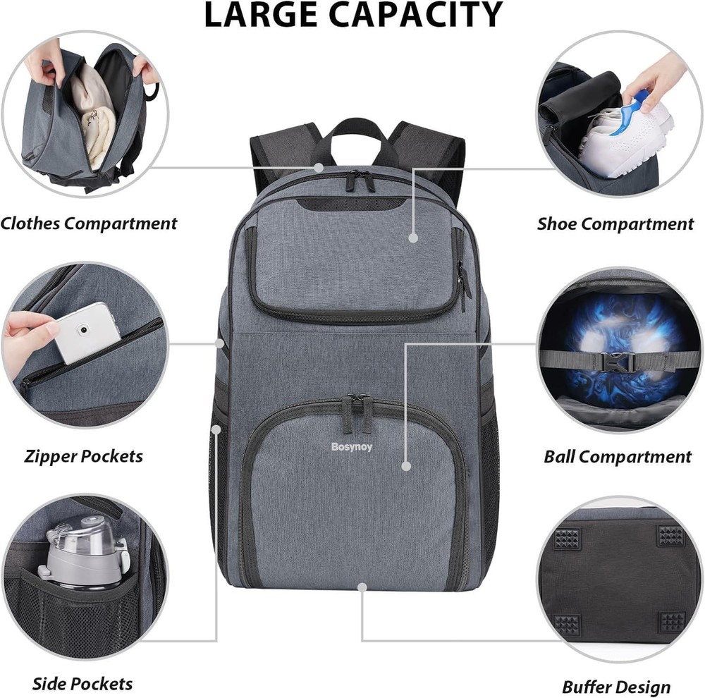 Bosynoy Single Bowling Ball Backpack & 2 Balls Bundle Black