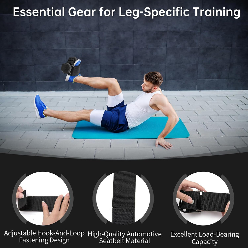 Adjustable Ankle Weights - 2 Pack Foot Straps for Strength Training Workouts