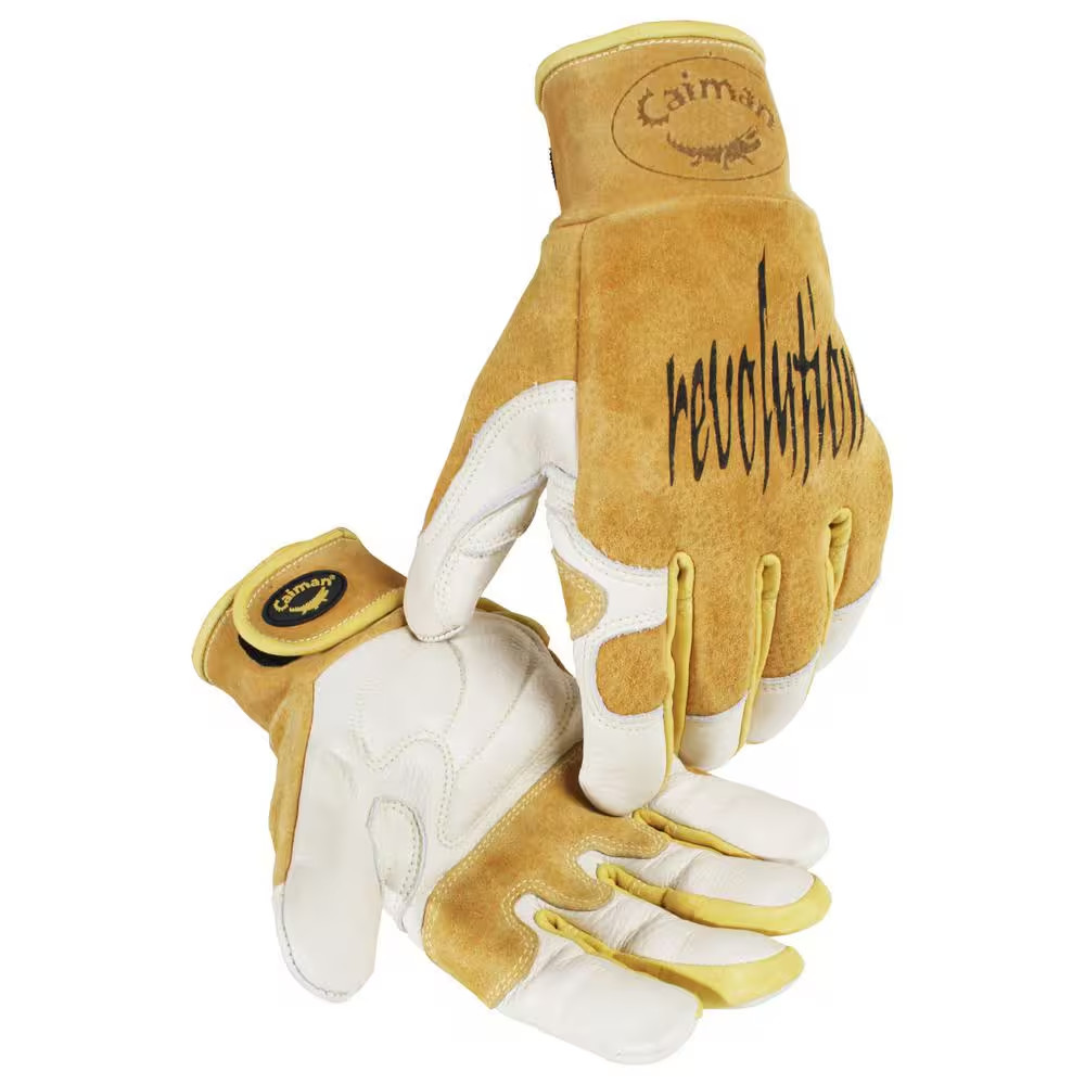 Medium Gold Ergonomic Cow Grain Multi-Task Welding Gloves