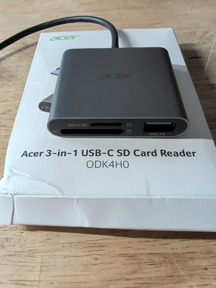 Acer SD Card Reader USB C, 3 in 1 Memory Card Reader with Dual Slots & USB 3.0,