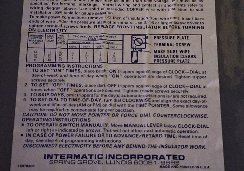 Intermatic T7401B 7-Day Mechanical Time Switch 4-Pole Enclosure