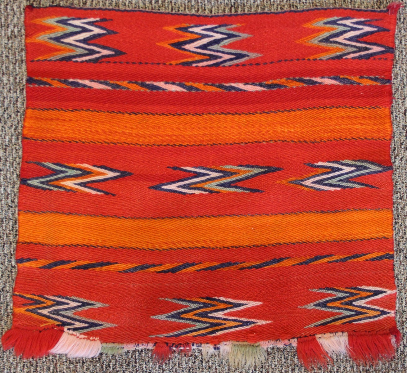 Vintage Late Classic Navajo Sunday Saddle Blanket with Wedge Weave Feeling Twill