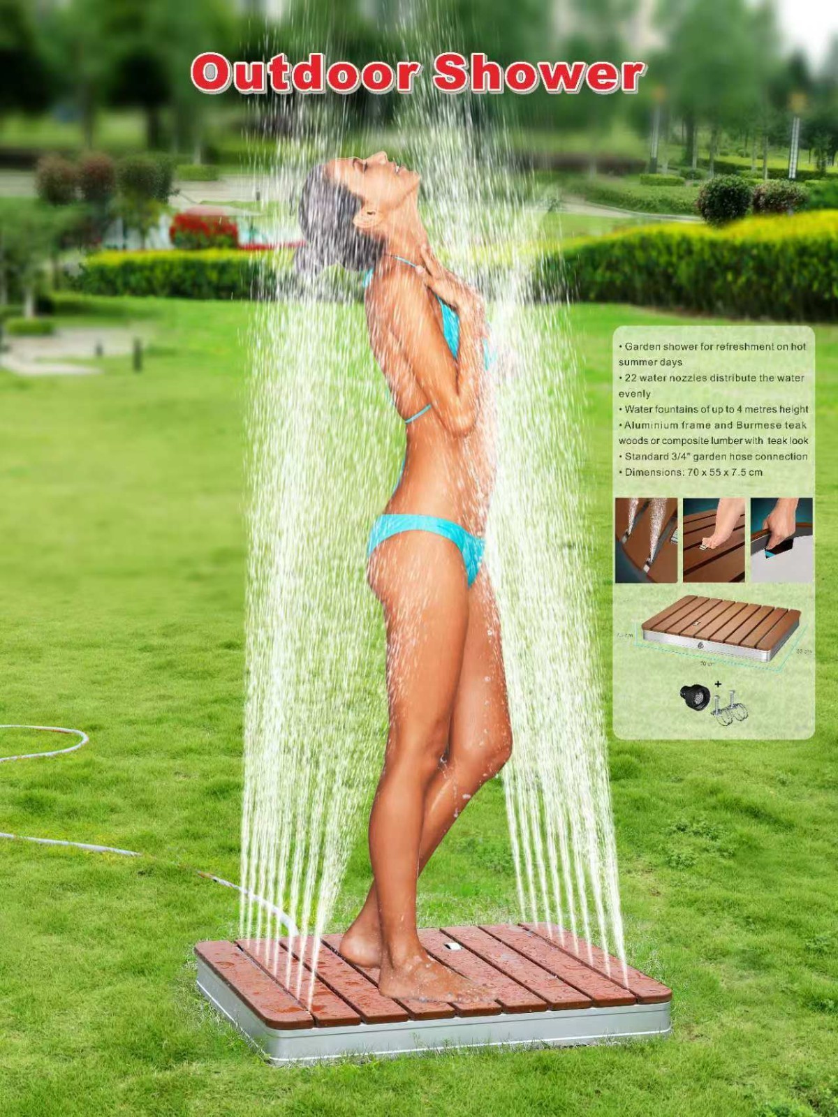 Outdoor shower pool garden shower with casters portable camping shower outdoor