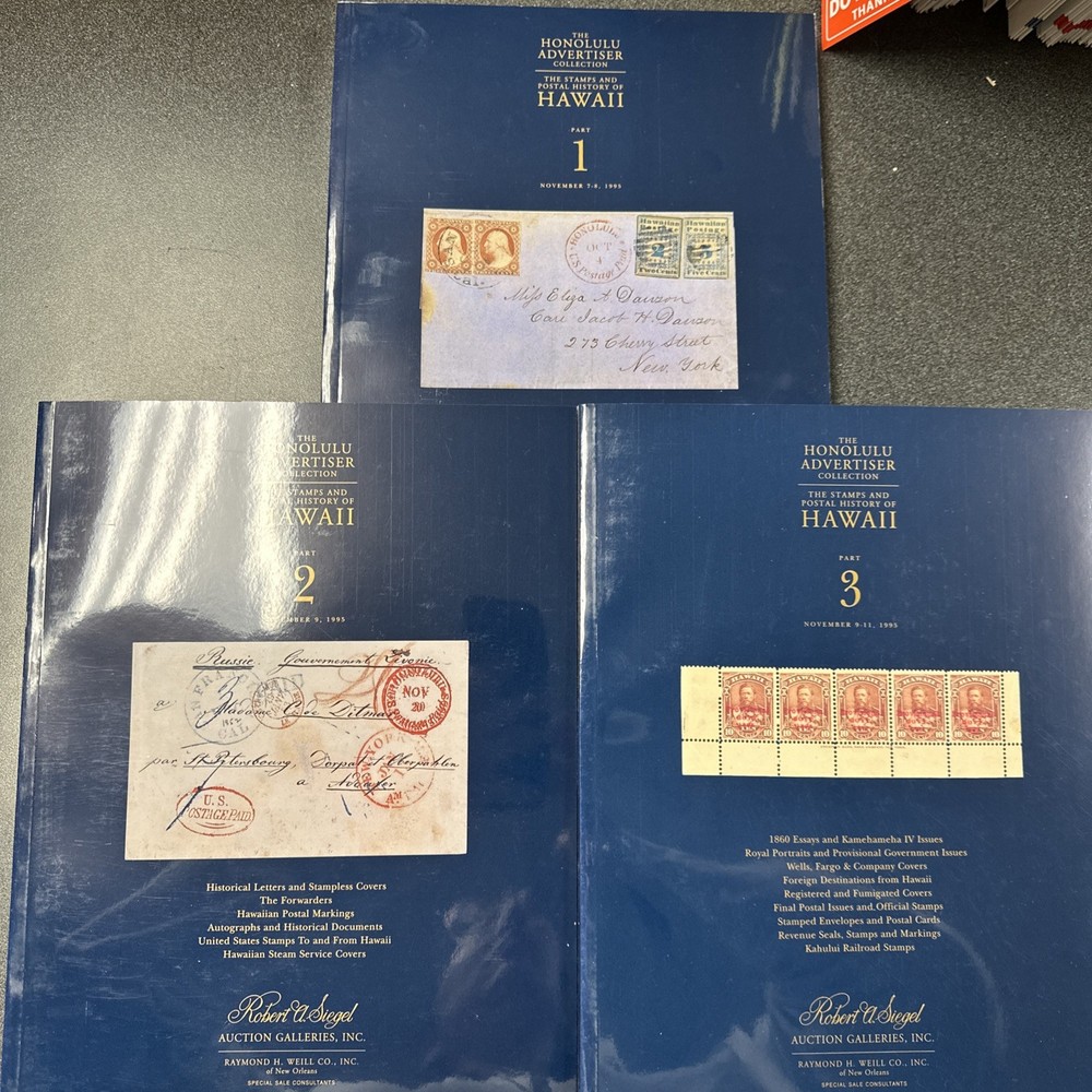 Complete 3 Vol Honolulu Advertiser Collection Hawaii Stamp Auction Catalog Set