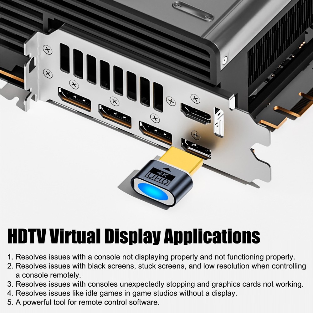 New HDMI Dummy Plug 4K 60Hz for Headless PC Mac Linux EDID Emulator Plug & Play