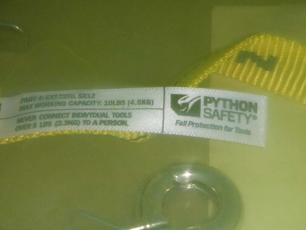 Python Safety EXT-T2T0.5X12V, 1500053 Trigger Lanyard 10#, 12" L. Yellow, NEW!!