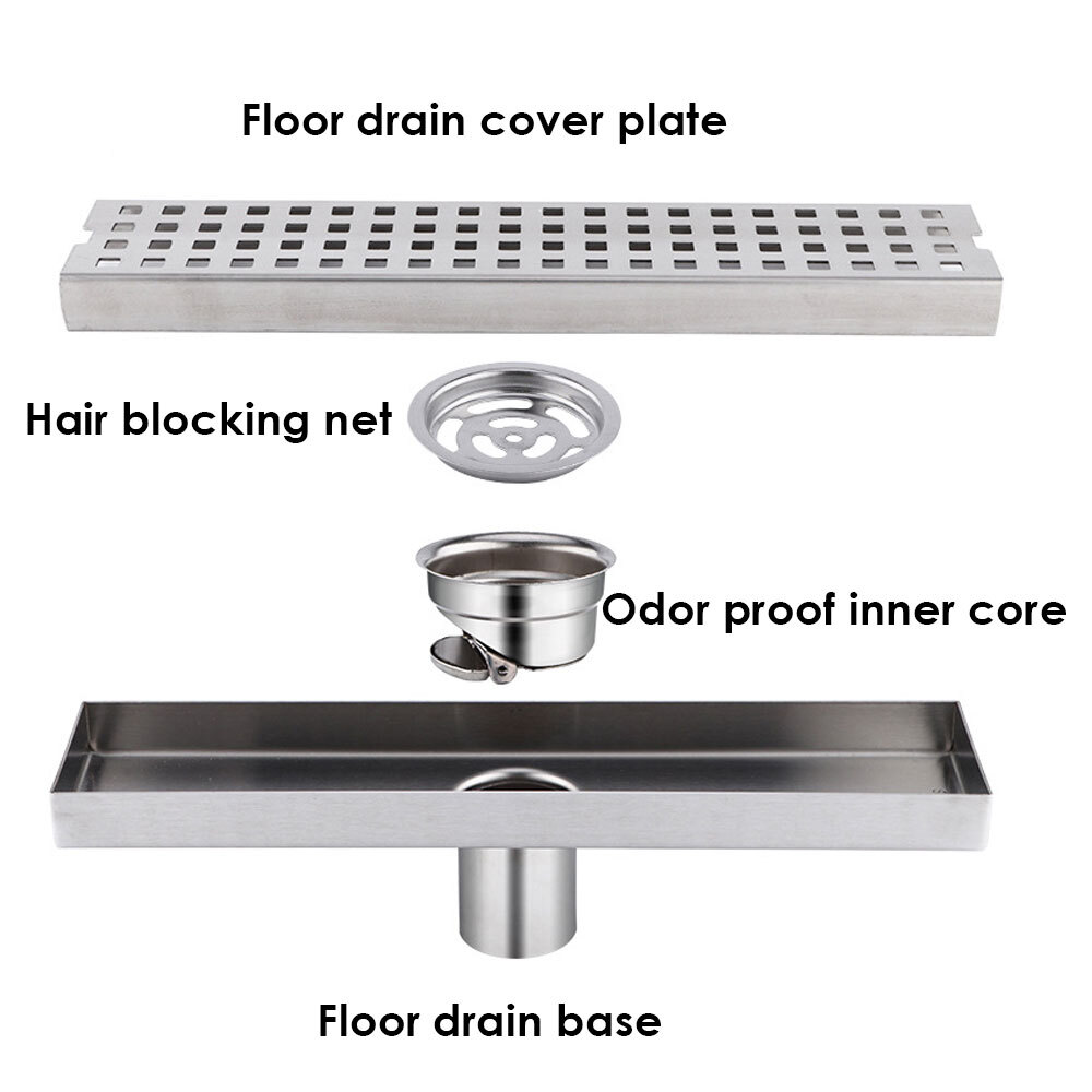 Invisible Linear Shower Floor Drain Square Rectangular Bathroom Stainless Steel