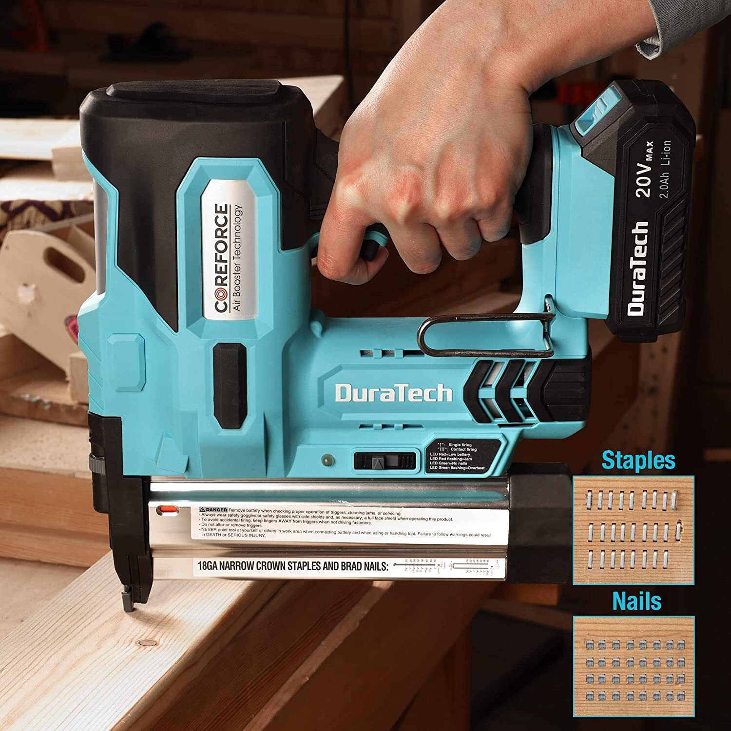 2-IN-1 Cordless Brad Nailer 18 GA Nail/Staple Gun with 1000PCS Staples NEW