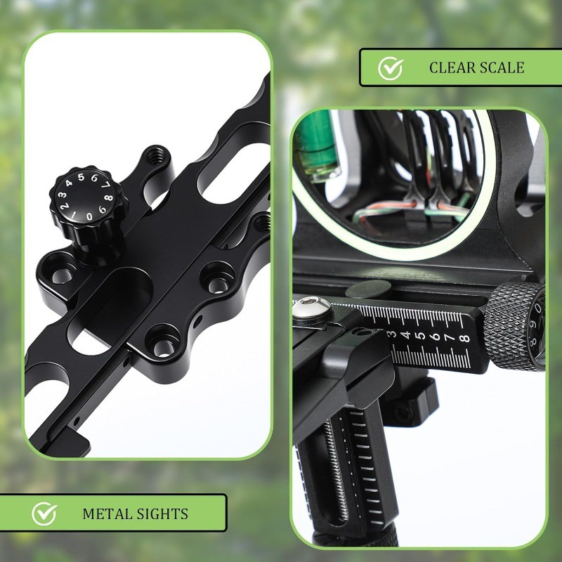 5 Pin Compound Bow Sight 0.019" Micro Fiber Optic Pins Tool Less Micro Adjust