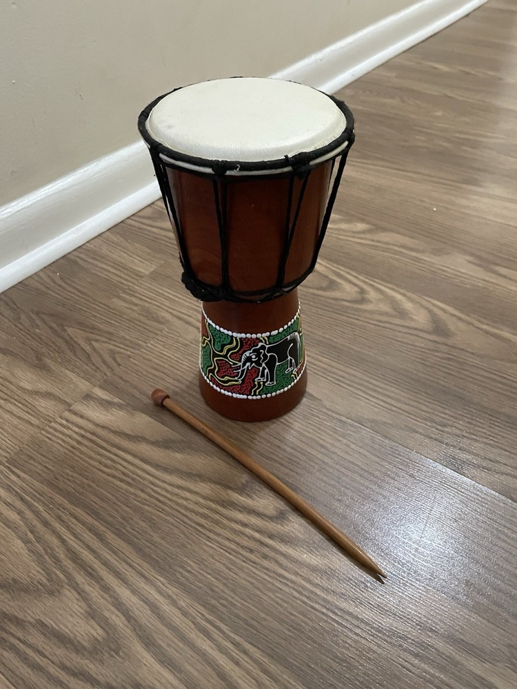 Hand Crafted Mini Wood Drum Hand Painted
