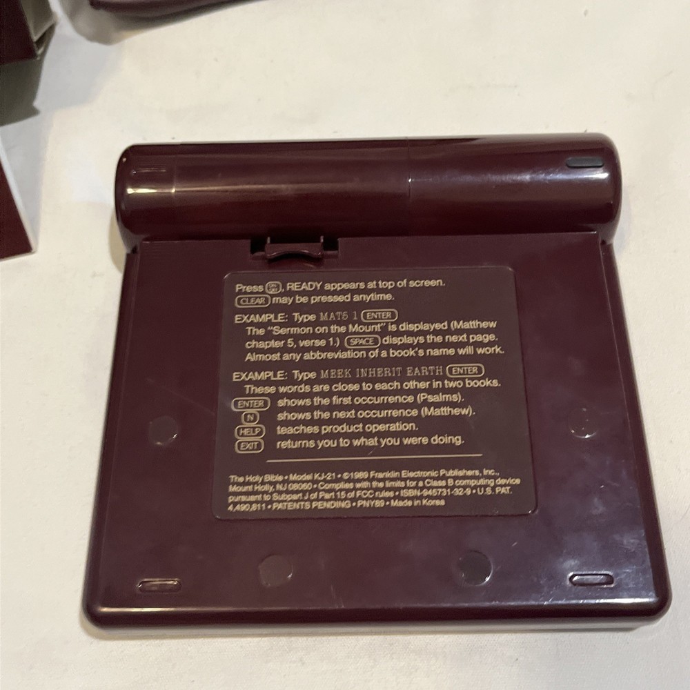 Franklin Computer Holy Bible King James Version Model KJ-21 1989 Complete Tested
