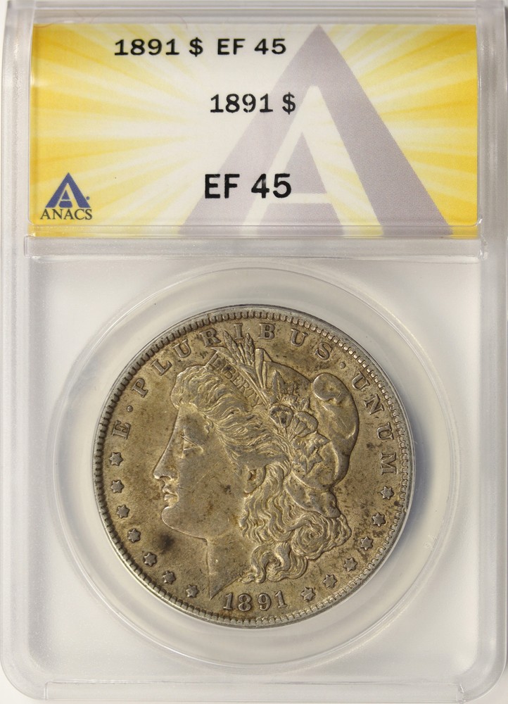 1891 $1 Morgan Dollar ANACS EF45