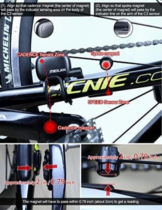 Wireless Bike Cycling Computer with Speed Cadence Sensor Bluetooth Rechargeable
