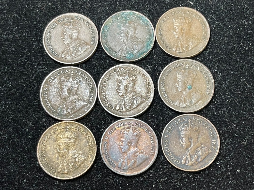 Assorted Canada Small Cents 9 Coins lot