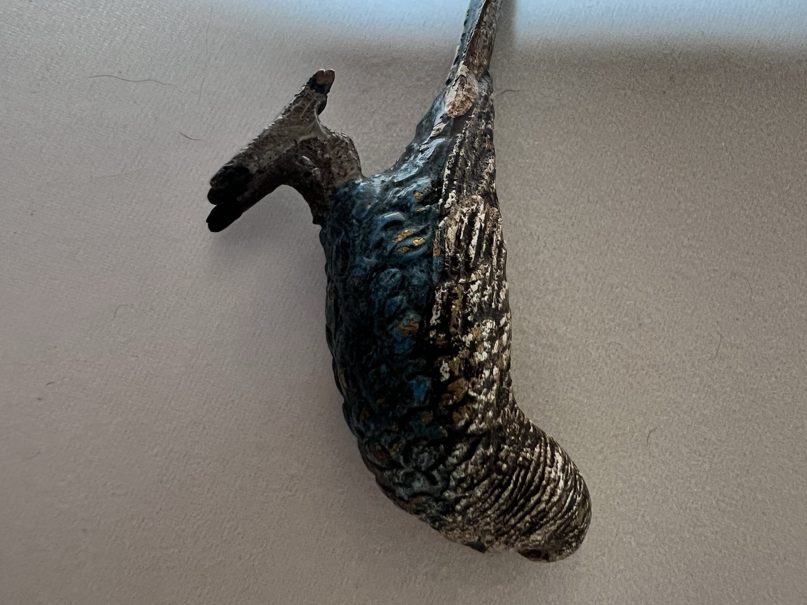 Small Austrian Vienna Cold Painted Bronze Figure of Blue Parakeet Bird