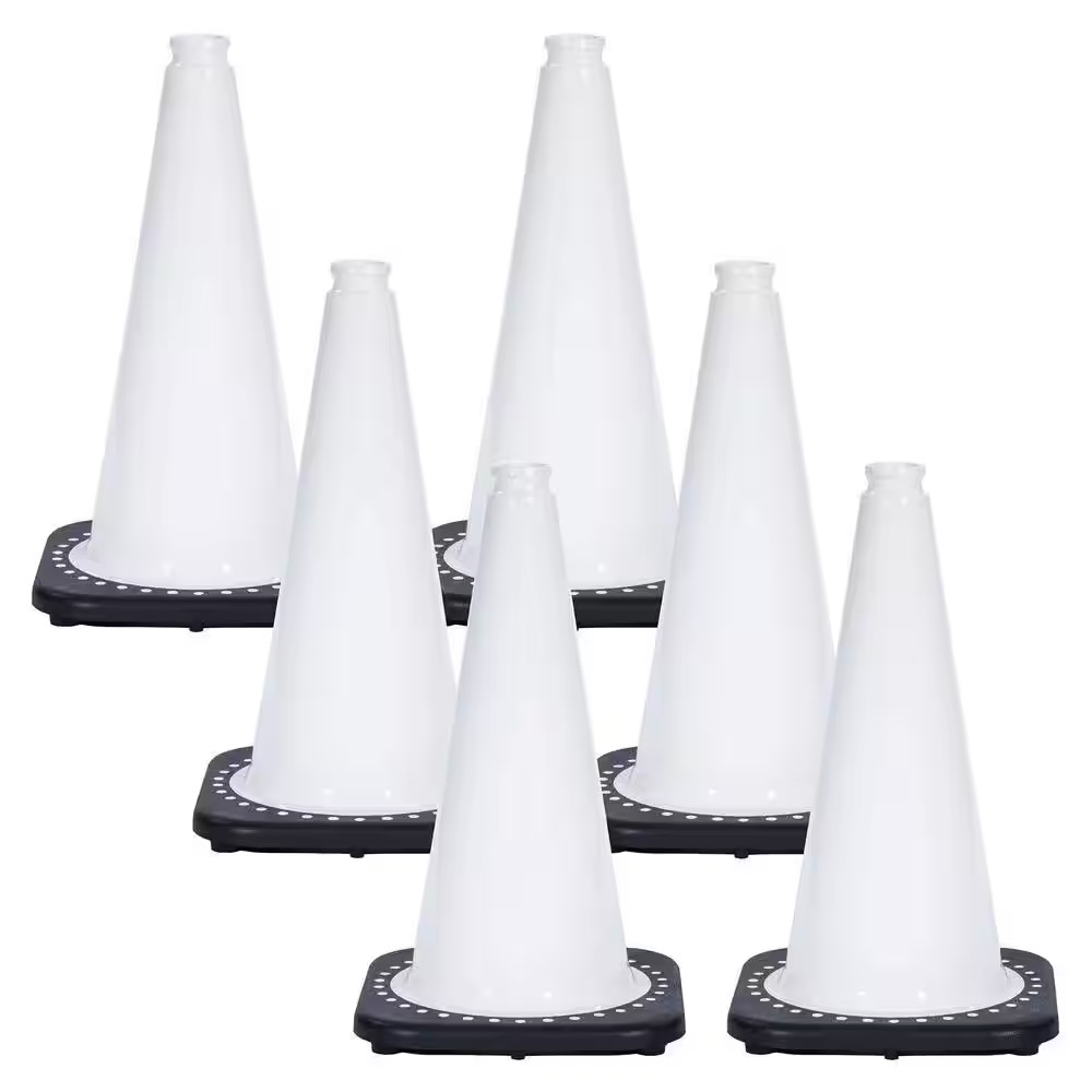 18 In. White Traffic Cones