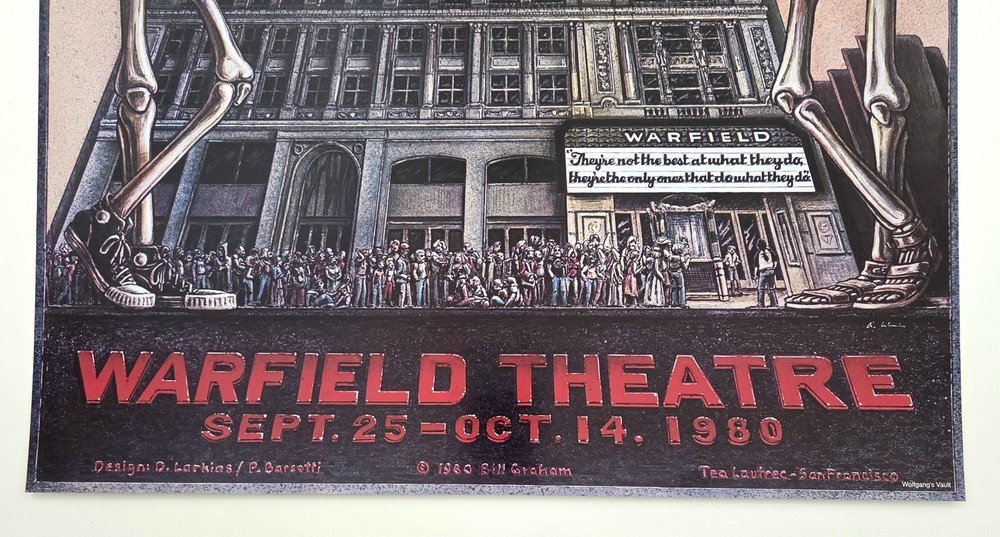 THE GRATEFUL DEAD Concert Poster Warfield Theatre S.F. 2nd Printing 20-3/8 x 29"