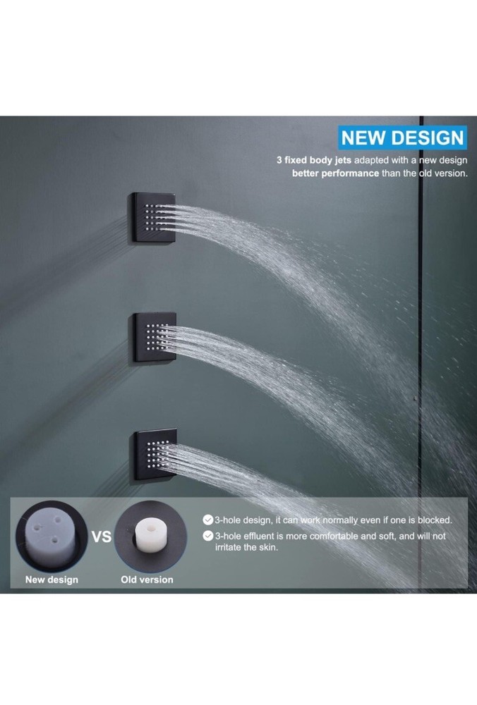 ENGA 4 Handle Thermostatic 6 Jet +16 x 32”Ceiling Rainfall Shower System With