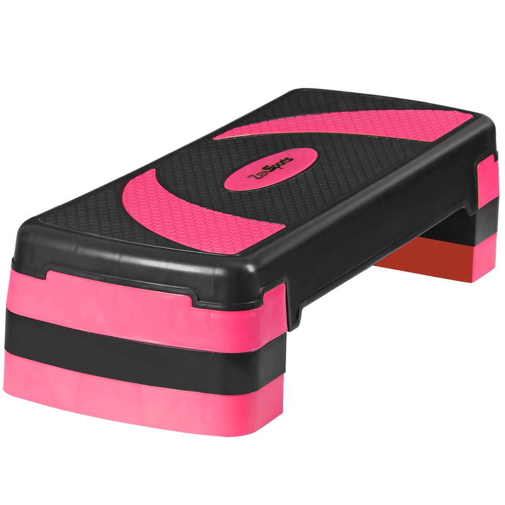 31 Inch Exercise Step Platform Adjust Aerobic Step Platform Workout Stepper Pink