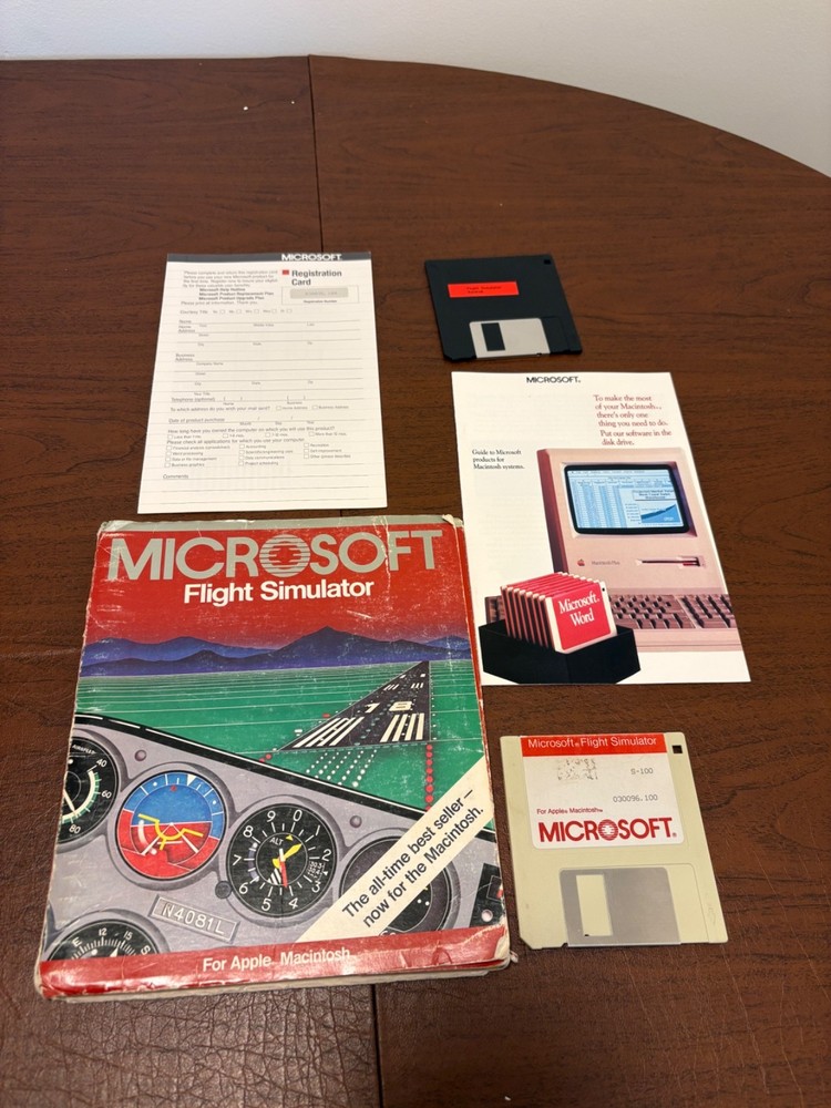 Microsoft Flight Simulator - Macintosh Floppy Vintage Game - Tested & Working