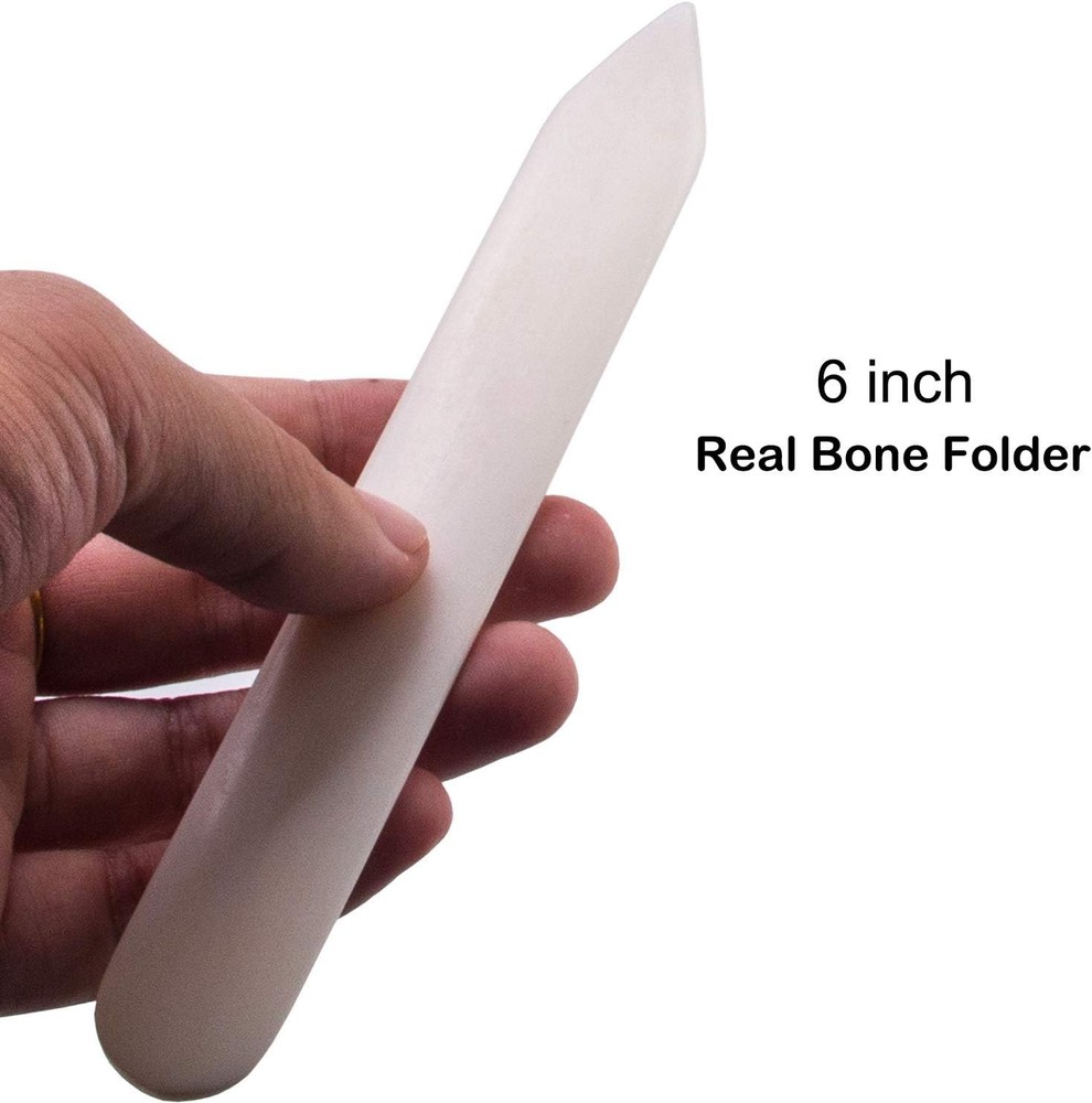 Deluxe Bookbinding Supplies Set - Real Bone Folder & 6 Colored Wax Threads