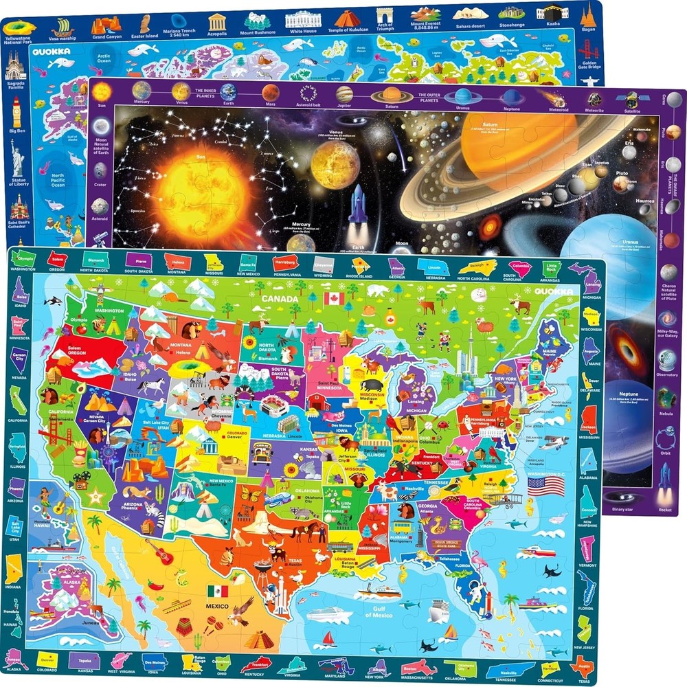 Educational World Map Space Puzzle Set