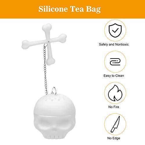 Leaf Tea Infuser, Silicone Tea Strainer, Coolrunner 2 Pcs Tea Bones Skull Tea