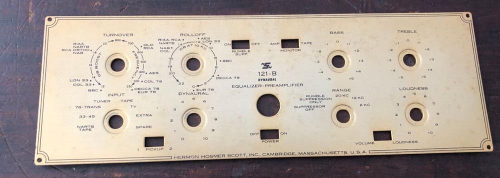 NOS - Front & Back Cover Plate For A Dynaural Equalizer-Preamplifier 121-B