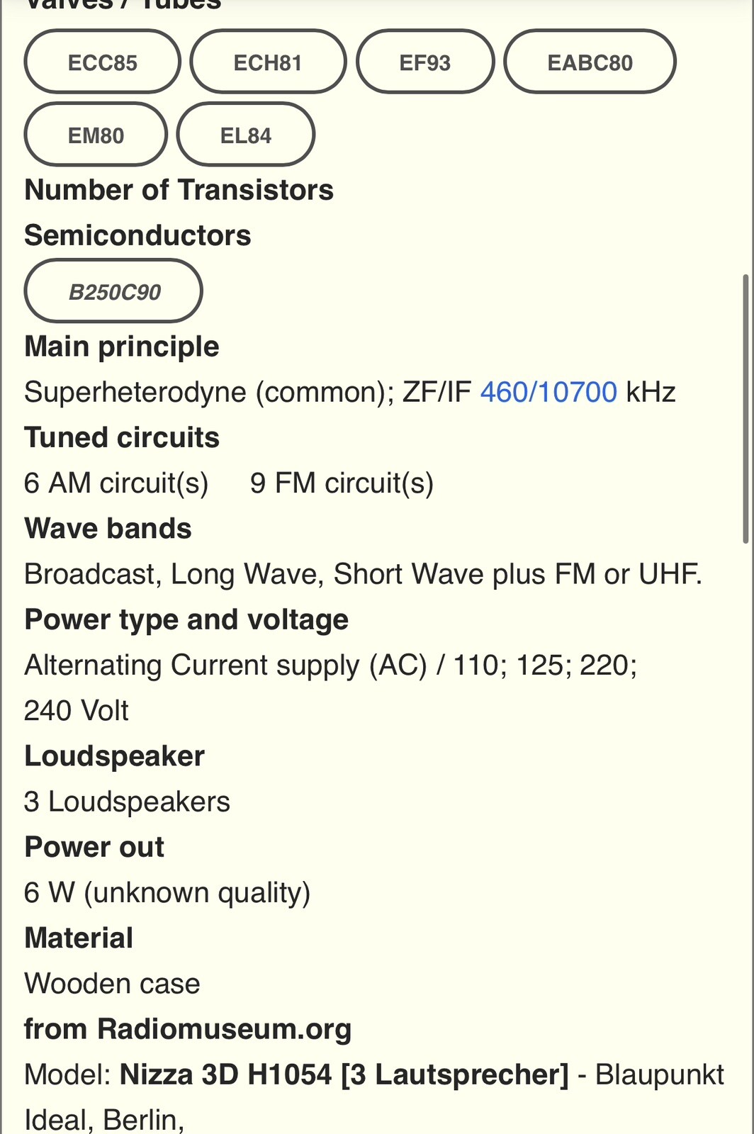 Nizza 3D H1054 3 Lautsprecher Radio Works!! 1954-55