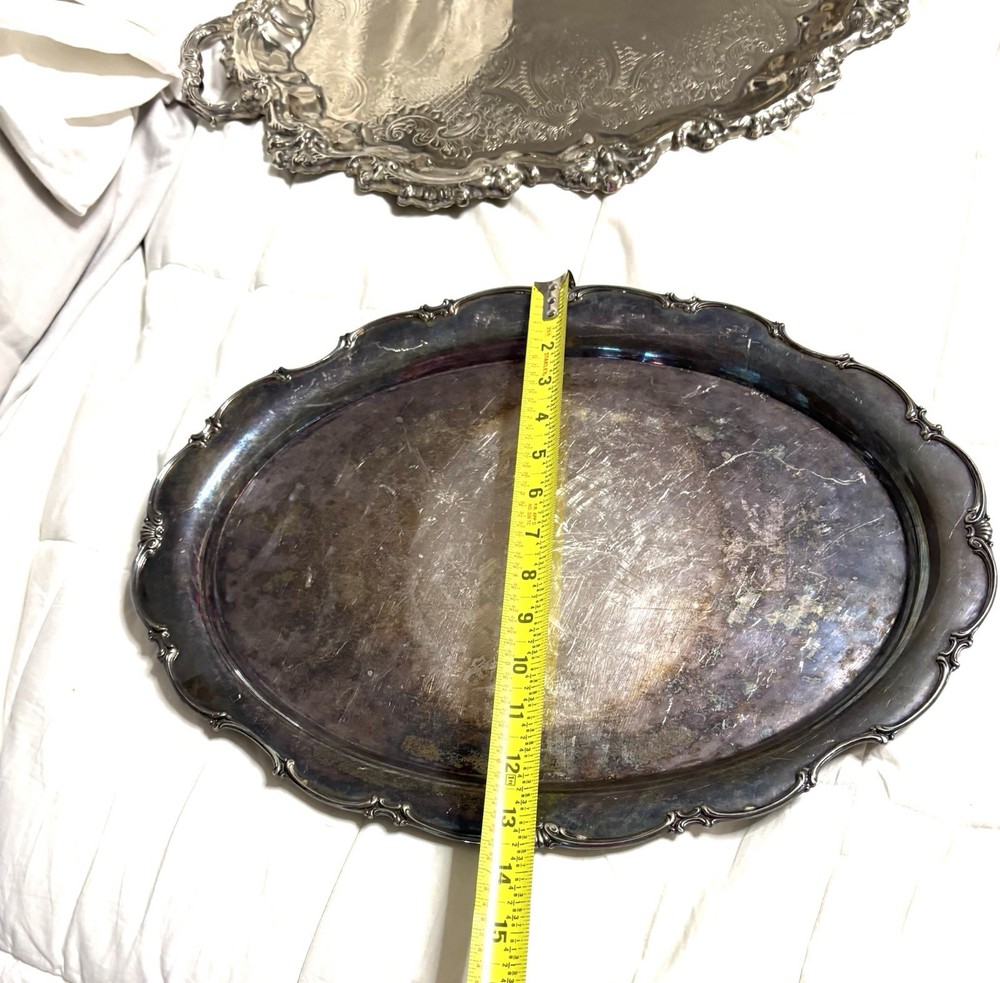 Two Silver Plated Large/medium Serving Trays