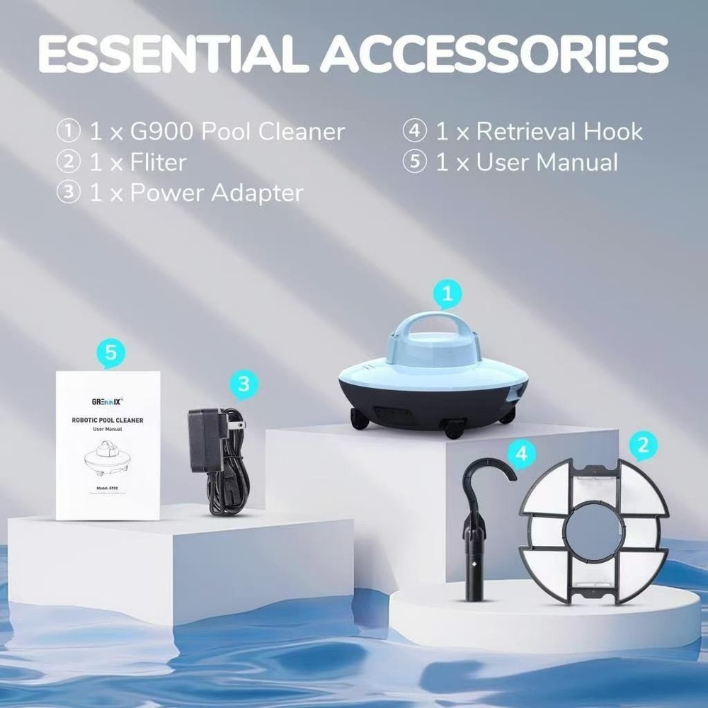 Seauto Cordless Robotic Pool Cleaner, Automatic Pool Vacuum w/ Powerful Suction