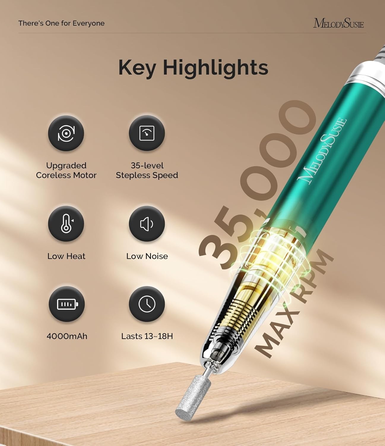 MelodySusie Professional Clip-On High-Efficiency Nail Drill MM400C Green NEW