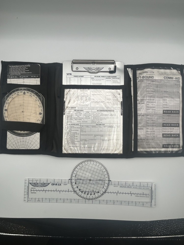 ASA Air Classics E6-B Flight Computer & Clipboard Gleim Clear Ruler Cases. F1