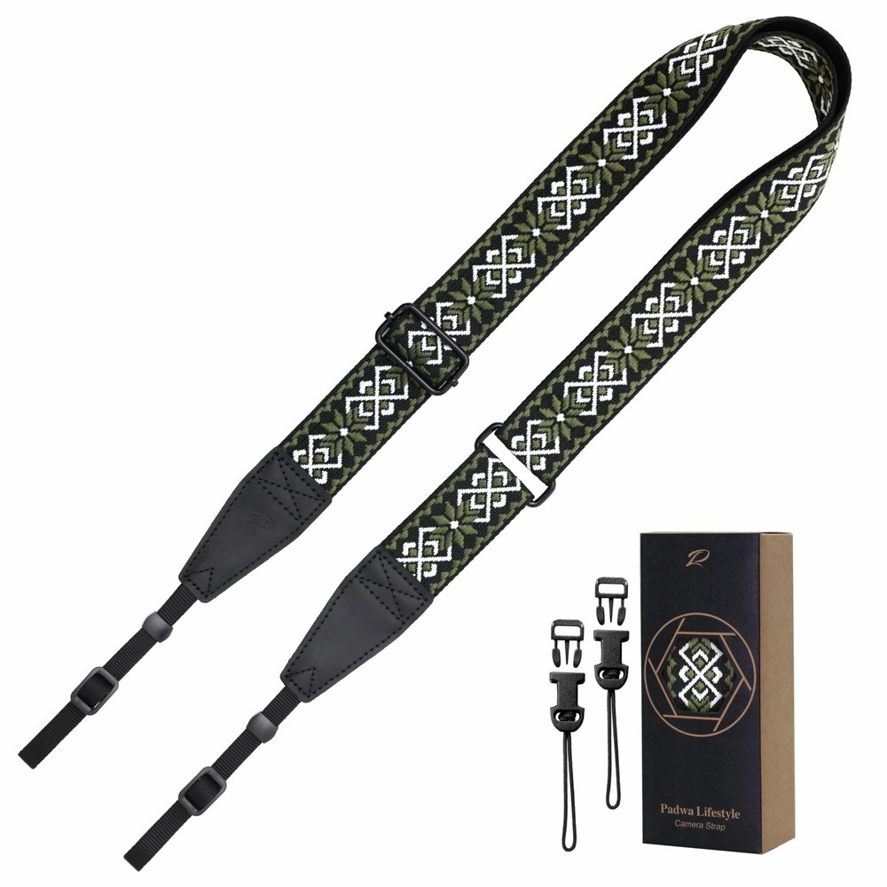 Adjustable Camera Strap - 1.5" Full Grain Leather Ends Camera Straps for Phot...