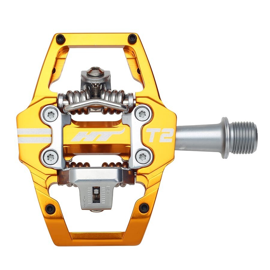 HT Components T2 Eduro Race Clipless Platform Pedals, CrMo - Orange