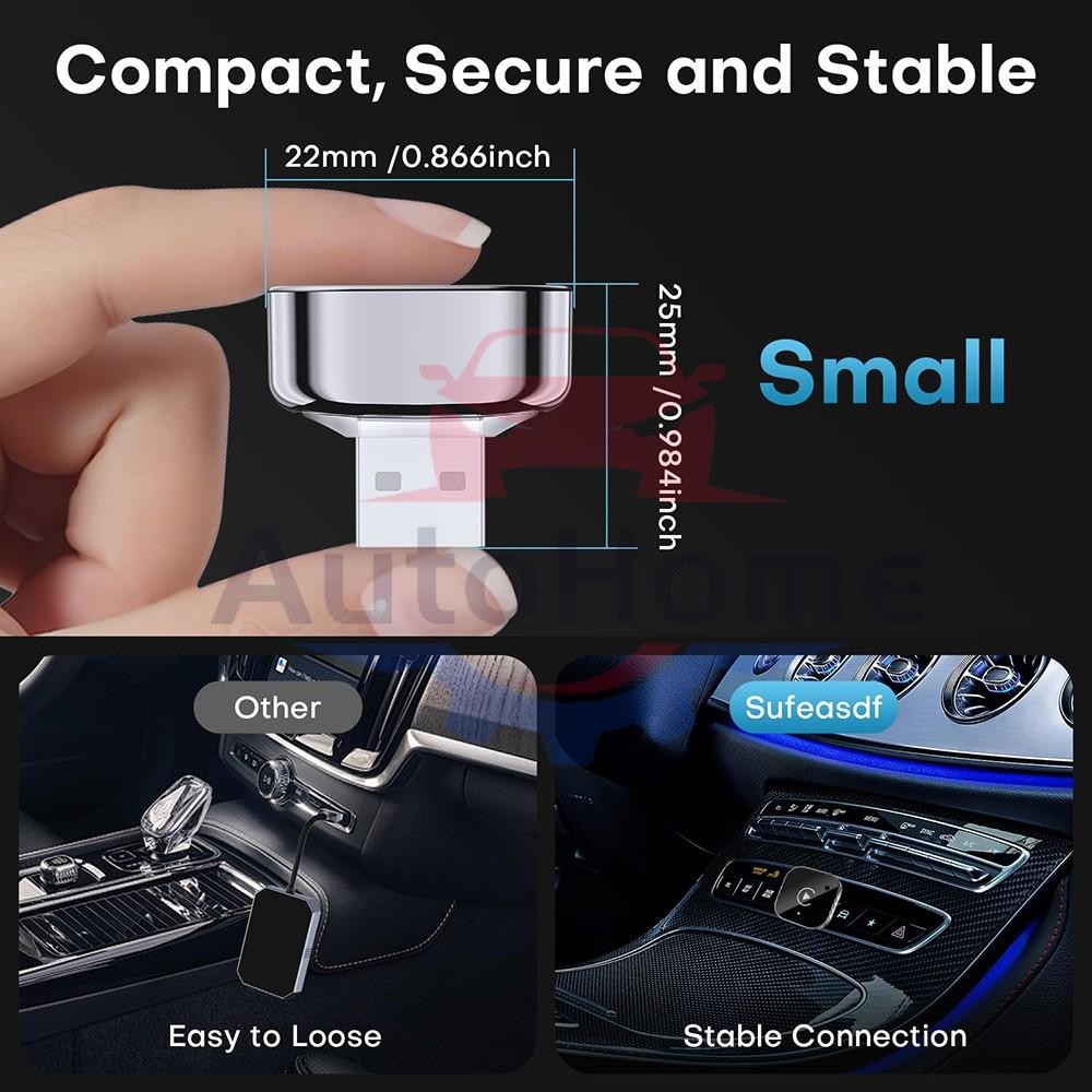 Wireless CarPlay Adapter for Apple iPhone & Android Auto USB Adapter Plug & Play