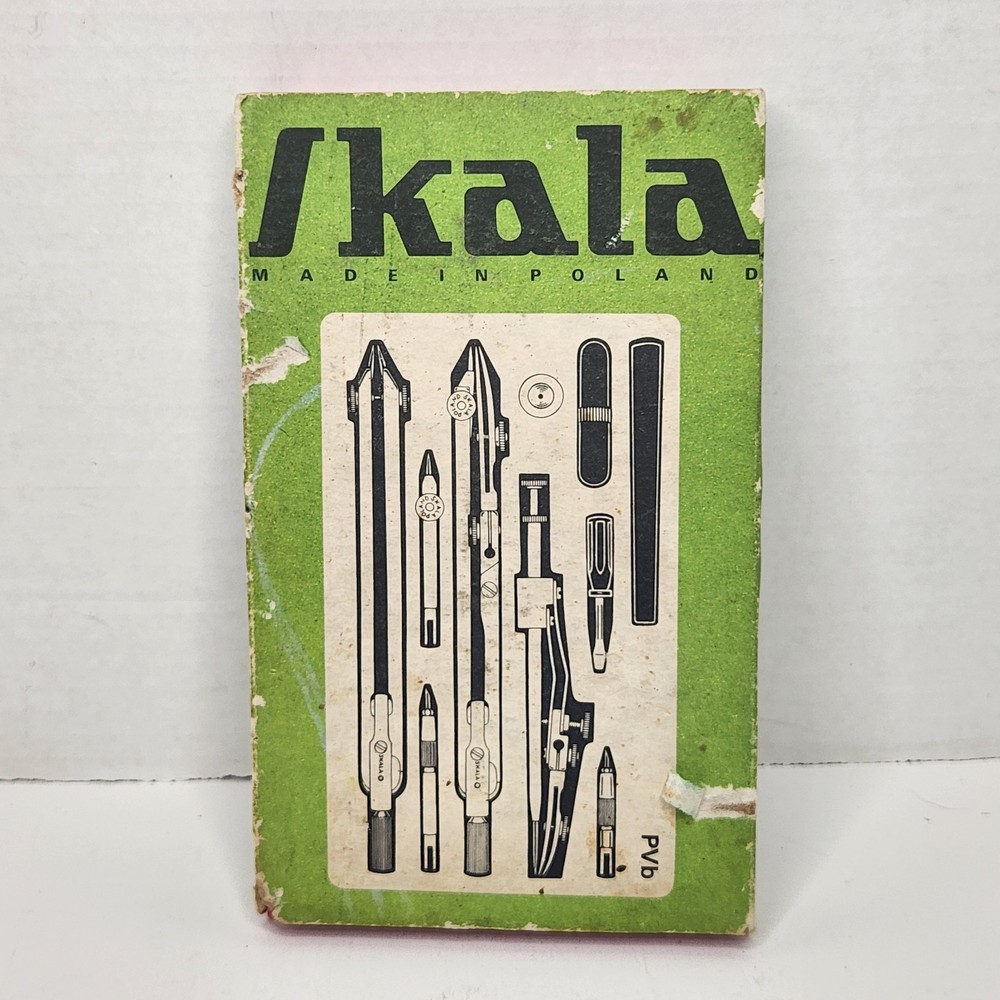 Vintage Skala PRECISION PTVb Technical Drafting Compass Set Made in Poland